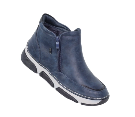 Granatowe botki damskie zimowe ocieplane komfortowe na dwa zamki HAIDRA