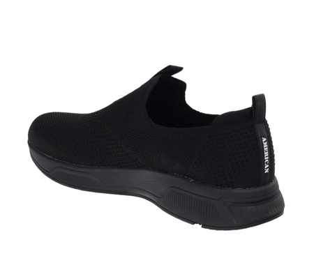 Czarne lekkie siateczkowe adidasy męskie z profilowaną wkładką wsuwane American Club