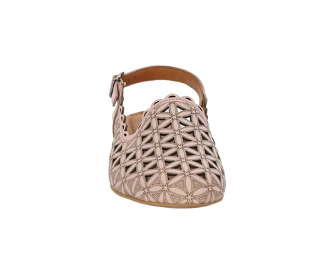 Skórzane ażurowe sandały płaskie z zakrytymi palcami brudny róż MODO