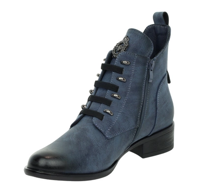 Niebieskie botki damskie ocieplane eleganckie i wygodne od Jezzi