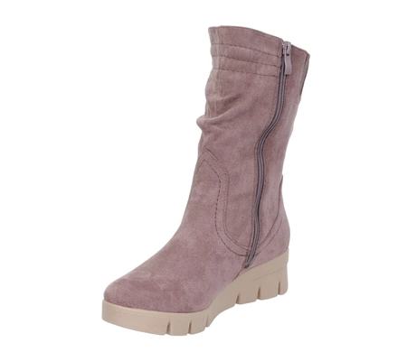 Brązowe buty zimowe damskie na niskiej koturnie Jezzi