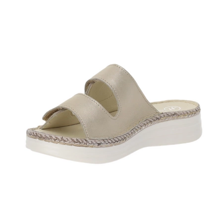 Skórzane klapki damskie wygodne i eleganckie na rzepy Helios