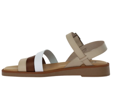 Hiszpańskie skórzane sandały damskie płaski obcas z kwadratowym noskiem El Pimpi - Made in Spain