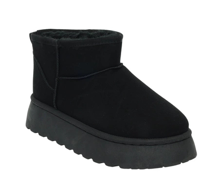 Czarne klasyczne emu zamszowe na platformie botki