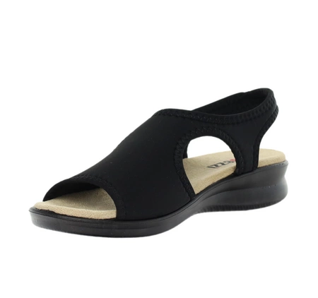 Czarne lekkie płaskie sandały damskie z elastyczną cholewką Jezzi