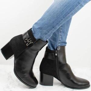 Czarne botki damskie na obcasie klasyczne Jezzi