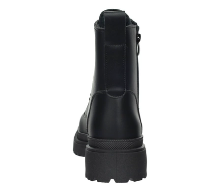 Czarne trapery zimowe damskie ocieplane na zamek NEWS