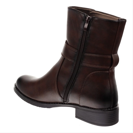 Komfortowe brązowe czekoladowe buty zimowe płaskie botki Jezzi