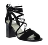 Seksowne czarne sandały damskie na obcasie sznurowane i wiązane na kostce  Jezzi