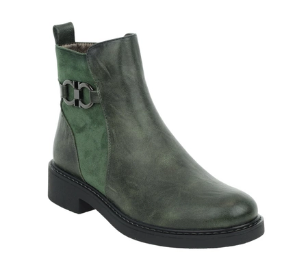 Zielone botki damskie płaskie eleganckie i wygodne Jezzi