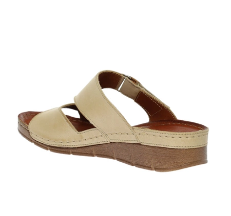 Eleganckie i komfortowe klapki damskie skórzane na rzep Gino Fabiani - Produkt Polski