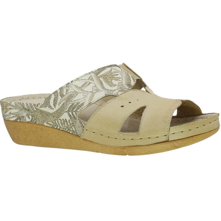 Komfortowe klapki damskie skórzane zdrowotne Polskie Gino Fabiani