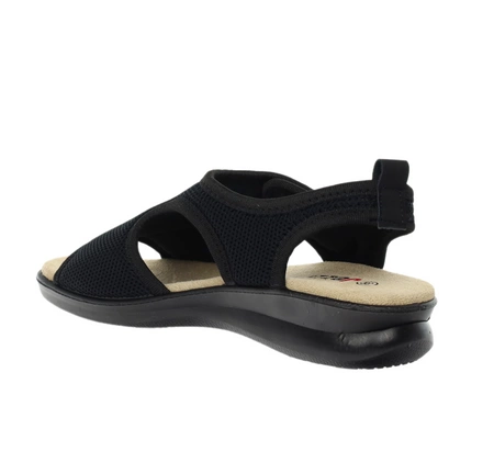 Czarne komfortowe płaskie sandały damskie z elastyczną cholewką Jezzi