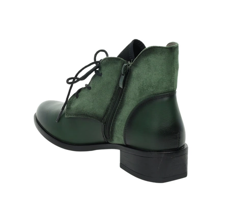 Ciemnozielone półbuty damskie jesienne za kostkę garniturowe Kazadi