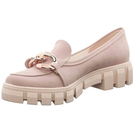 Beżowe półbuty damskie na ciężkiej podeszwie Polskie Azali