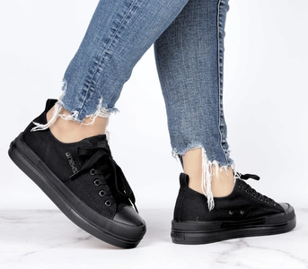 Czarne creepersy damskie na grubej podeszwie NEWS