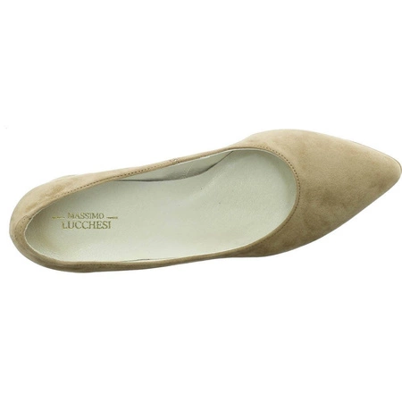Czółenka zamszowe beżowe ze skórzaną wkładką Massimo Lucchesi
