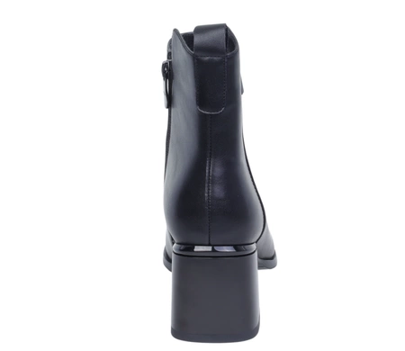 Eleganckie czarne botki damskie ze skóry naturalnej na obcasie Gino Fabiani