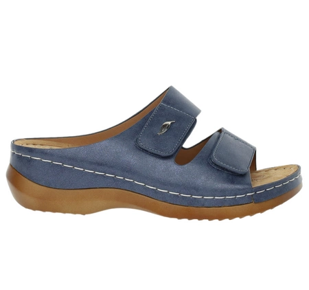 Komfortowe granatowe klapki na rzepy zdrowotne Jezzi