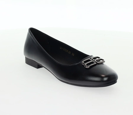 Czarne czółenka damskie płaskie baletki VINCEZA