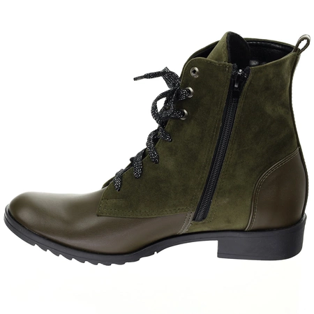 Zielone botki płaskie buty zimowe komfortowe Polskie Azali