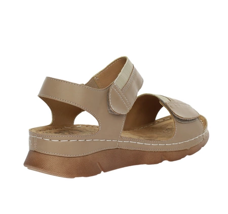 Brązowe sandały płaskie wygodne na rzepy Jezzi