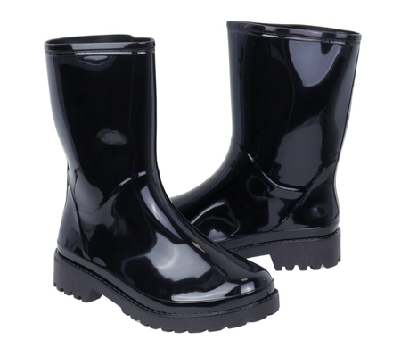 Kalosze damskie czarne wysokie elastyczna cholewka Gumowce HAIDRA
