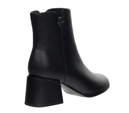 Czarne eleganckie botki na zamek na szerokim obcasie Vinceza