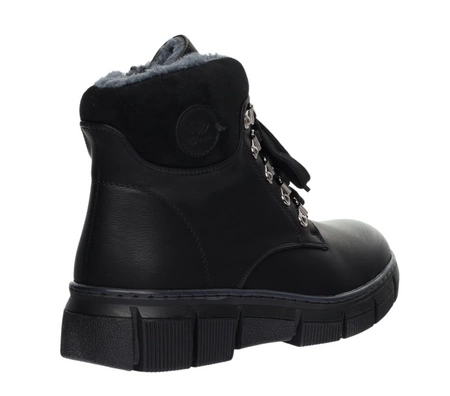 Czarne buty zimowe damskie trzewiki ocieplane