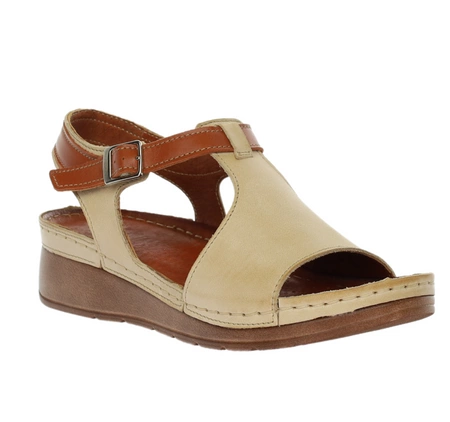 Komfortowe sandały skórzane na niskiej koturnie szyte w Polsce Gino Fabiani