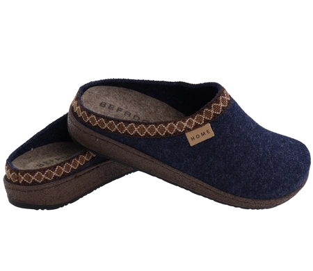 Zdrowotne kapcie damskie filcowe na grubej podeszwie zabudowane palce BEFADO