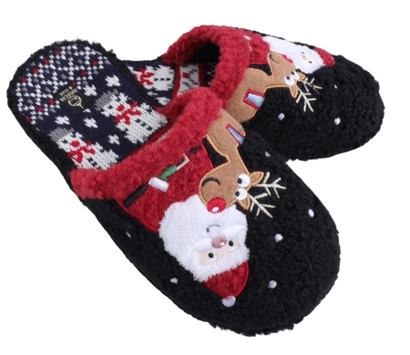 Świąteczne klapki damskie po domu pantofle na prezent na Mikołaja lub Święta