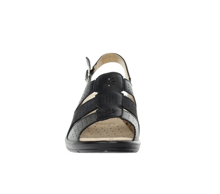 Czarne wygodne sandały damskie ortopedyczne Polskie Unisoft