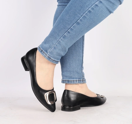 Czarne baleriny czółenka damskie płaskie Jezzi