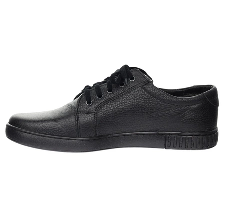 Czarne skórzane adidasy męskie półbuty sportowe POLBUT