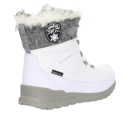Białe śniegowce damskie niskie SOFTSHELL American Club