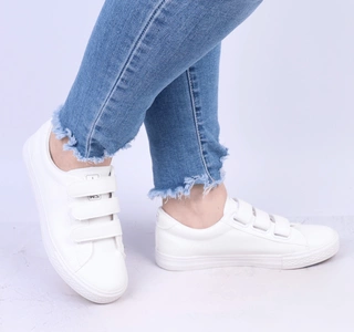 Białe trampki damskie adidasy skórzane na rzepy NEWS