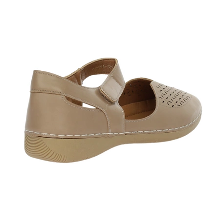 Brązowe komfortowe zabudowane sandały płaskie na rzep Jezzi