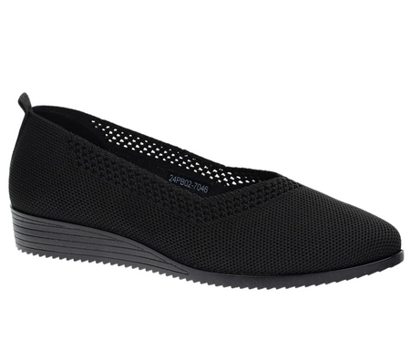 Komfortowe czółenka płaskie czarne oddychające UNISOFT