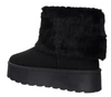 Czarne zamszowe botki EMU ozdobione futerkiem wokół kostki ROSJANKI