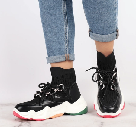 Kolorowe sneakersy ze skarpetą botki sportowe damskie