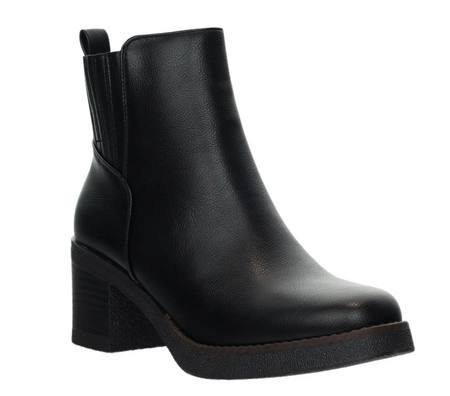 Eleganckie czarne botki zimowe damskie na obcasie ocieplane Jezzi