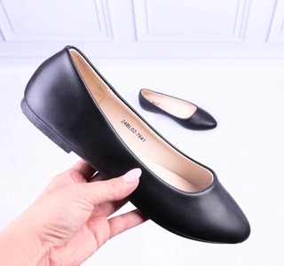 Czarne baleriny damskie z eko skóry miękkie Jezzi