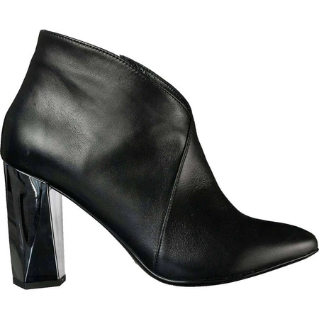 Czarne botki damskie na obcasie skórzane Massimo Lucchesi 2722