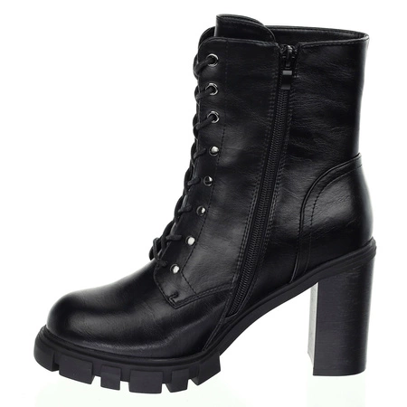 Czarne traperki rokowe na wysokim klocku i platformie Jezzi