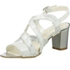 Białe sandały damskie na obcasie posrebrzane z włoskiej skóry Gino Fabiani - Produkt Polski