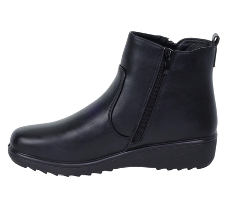 Komfortowe czarne botki damskie ocieplane na zimę na dwa zamki UNISOFT