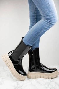 Lakierowane czarne botki skórzane na platformie Gino Fabiani 1651/5