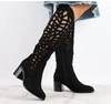 Czarne zamszowe wysokie kozaki kowbojki na obcasie wiosenne Jezzi