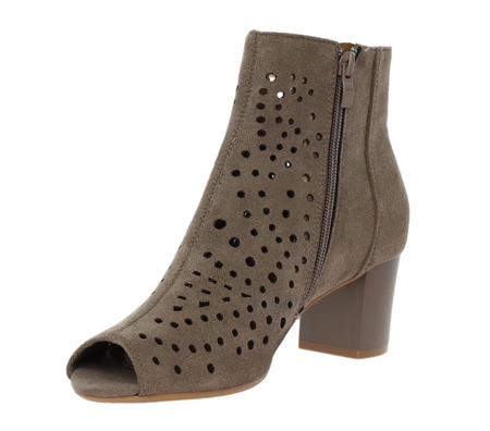 Brązowe zamszowe botki wiosenne z odkrytymi palcami Jezzi